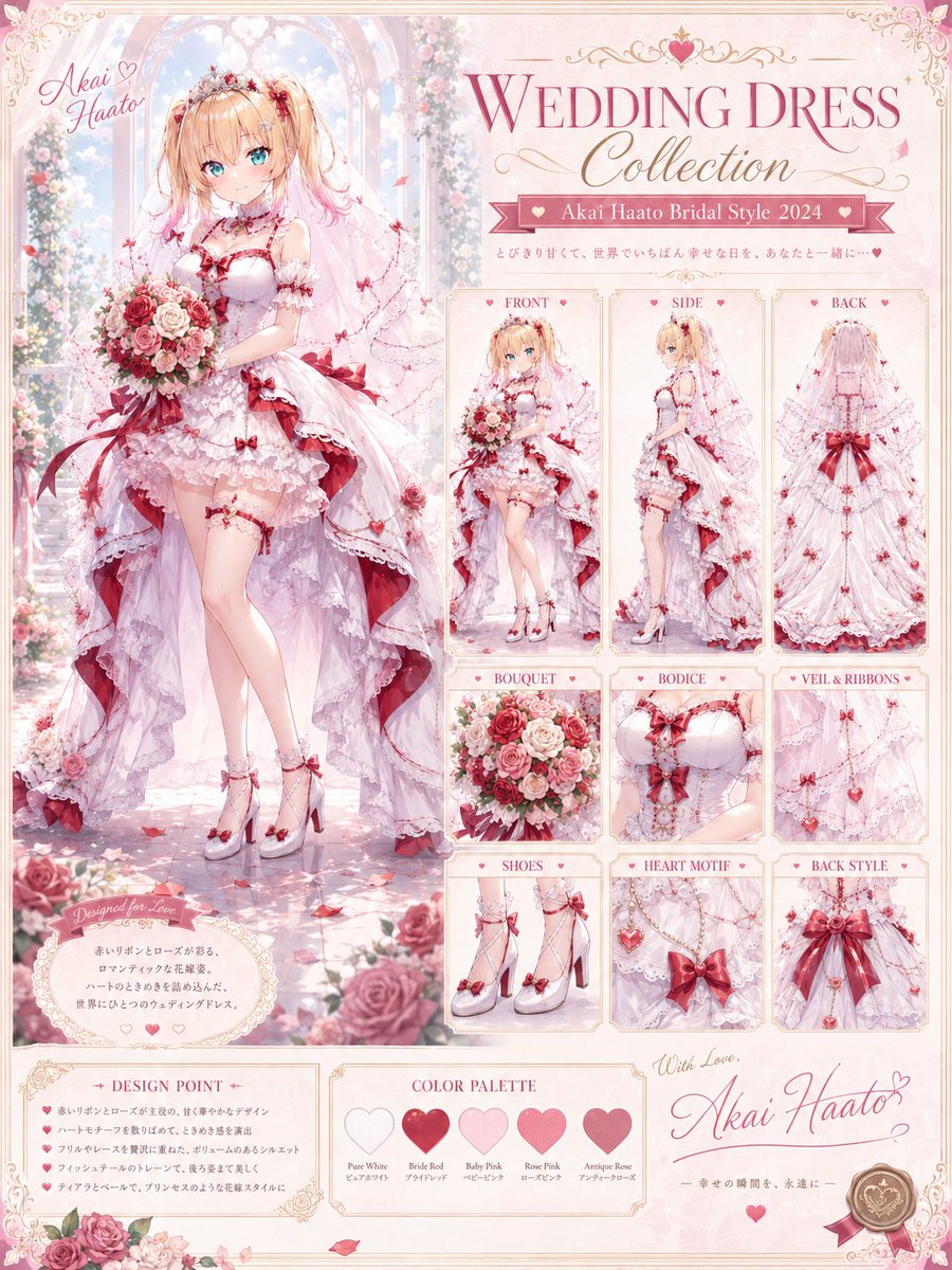 Anime Bridal Dress Collection Sheet AI image template preview