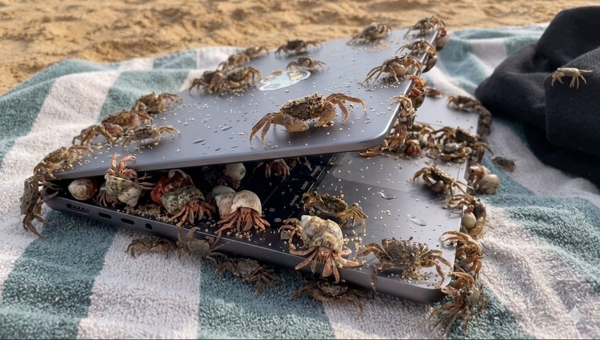 Crowded Crab Beach Laptop Scene example 2