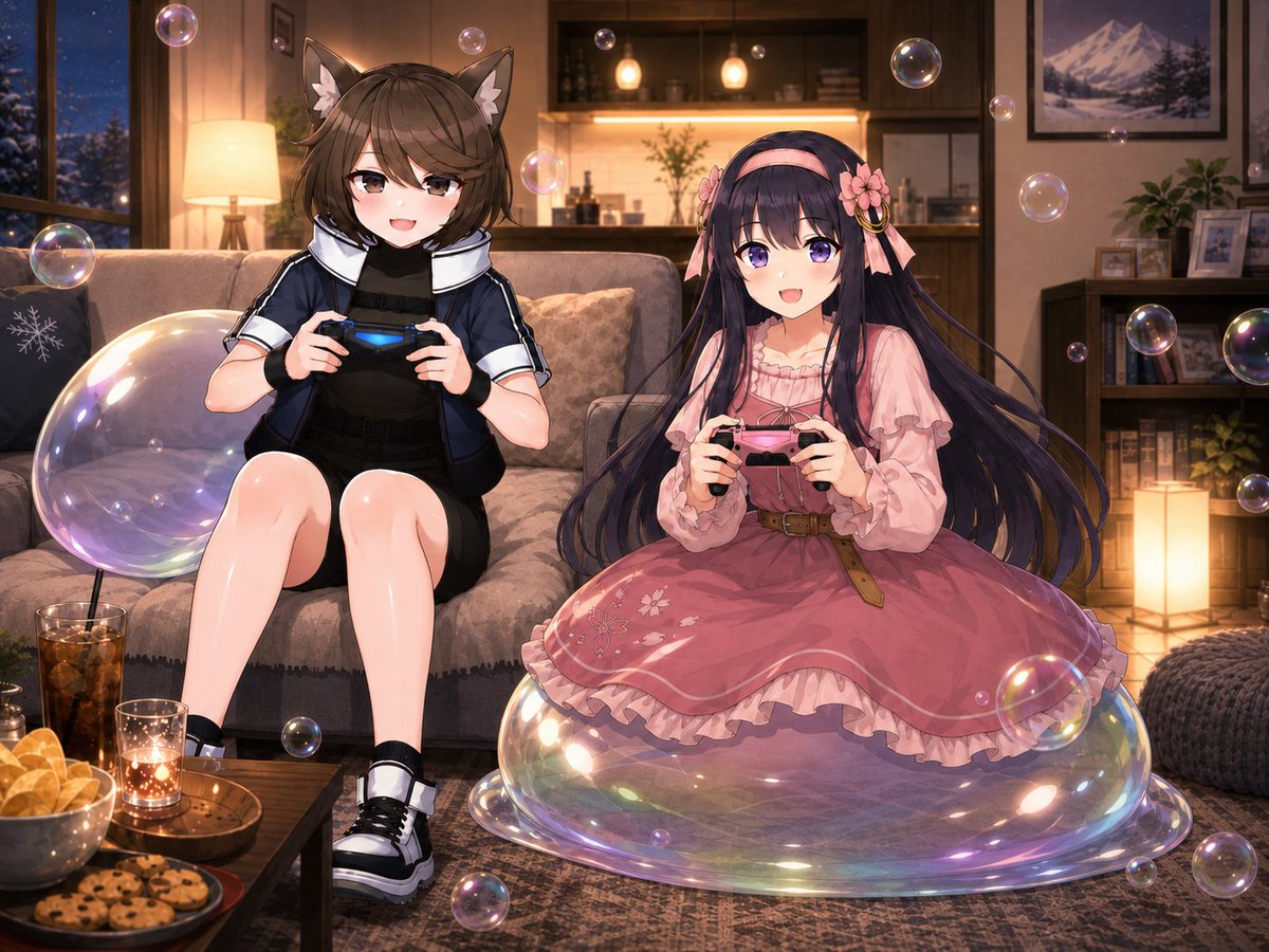 Anime Condo Duo Gaming Scene AI image template preview