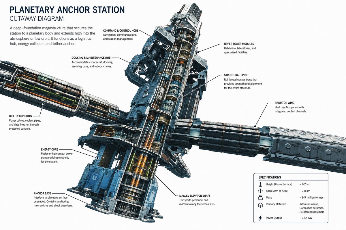 Planetary Anchor Station Cutaway AI image template preview