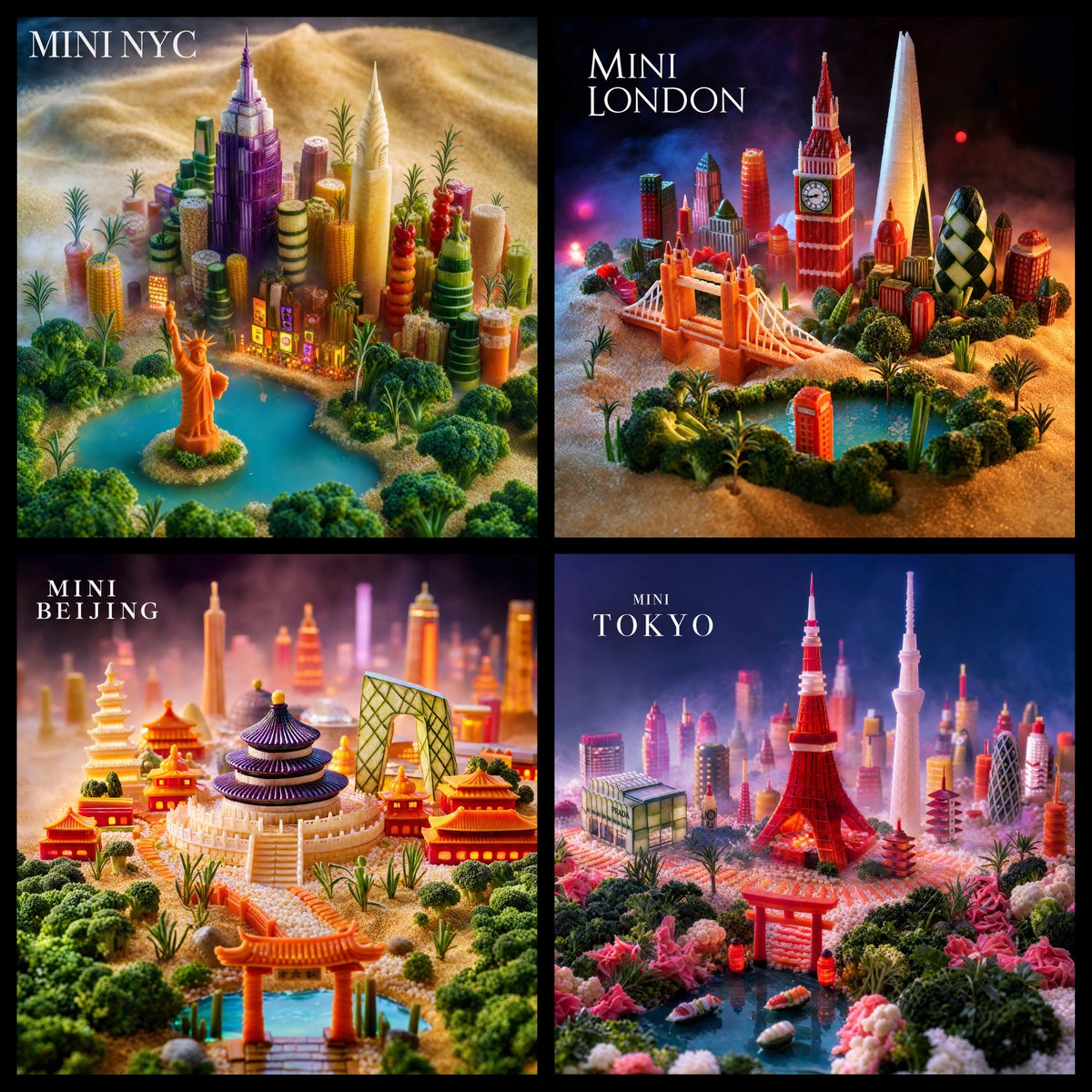 Mini World Foodscape Grid AI image template preview