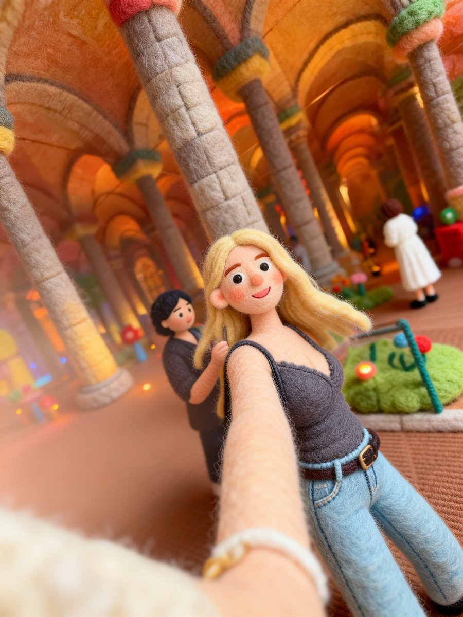 Needle-Felt Selfie Diorama AI image template preview