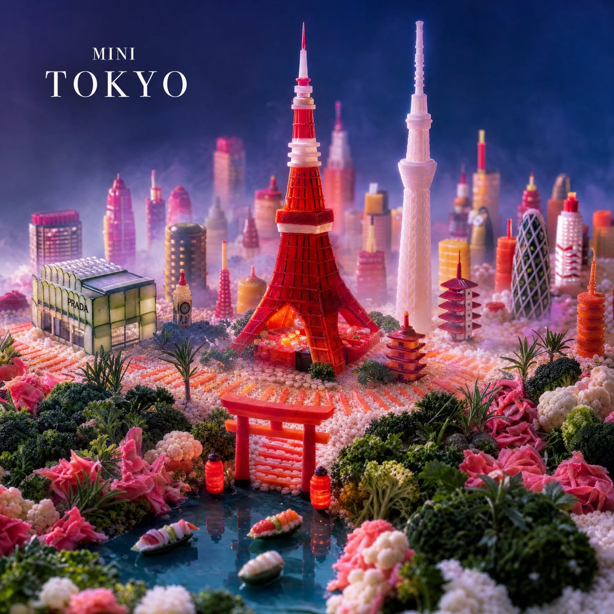 Mini Tokyo Food Landscape AI image template preview