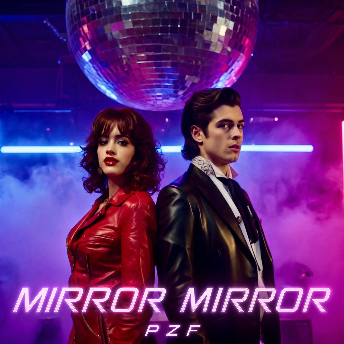 Neon Disco Album Cover AI image template preview