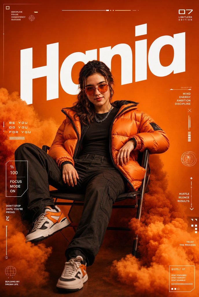 Orange Smoke Streetwear Poster AI image template preview