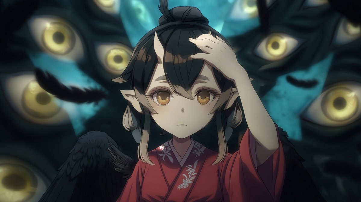 Censored Tengu Girl Among Eyes AI image template preview