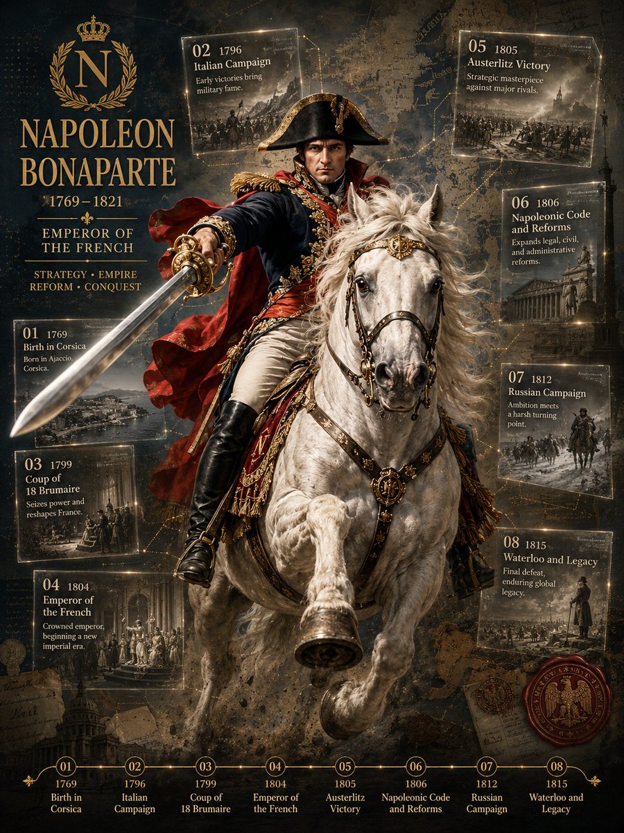 Napoleon Historical Timeline Poster AI image template preview