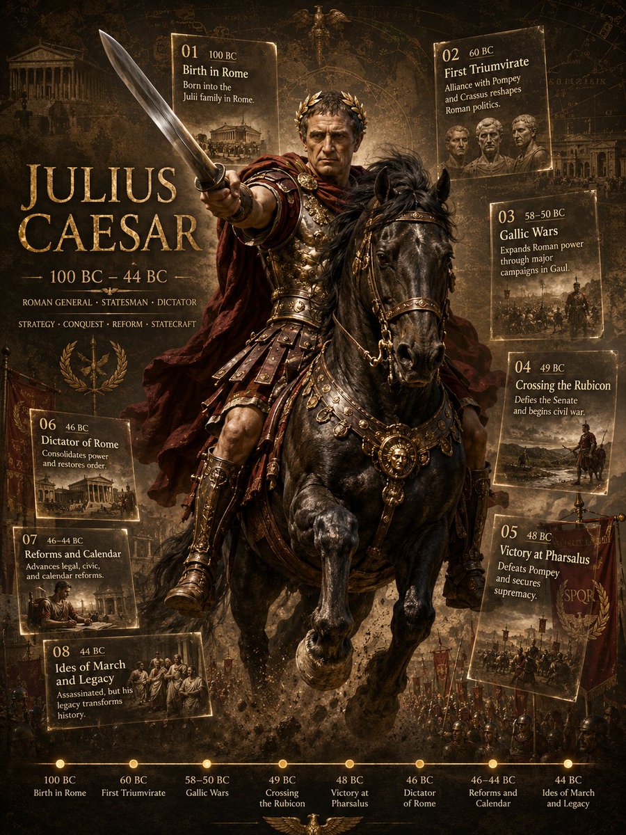 Julius Caesar Epic Timeline Poster AI image template preview
