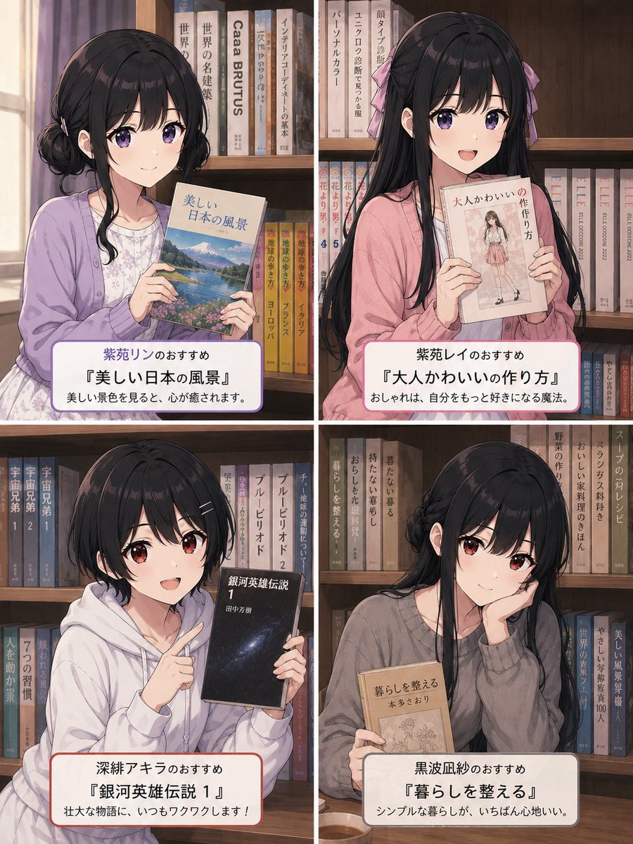 Four-Panel Anime Book Recommendations AI image template preview