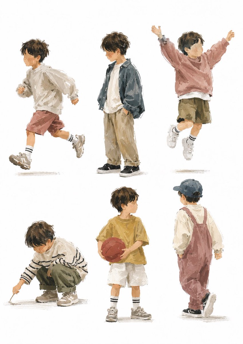 Painterly Boy Fashion Character Sheet AI image template preview