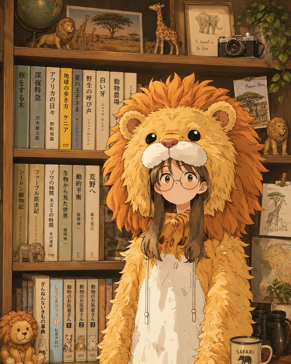 Anime Lion Costume Safari Study AI image template preview