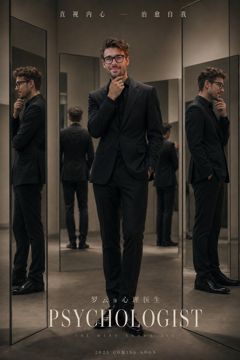 Minimalist Studio Mirror Portrait AI image template preview