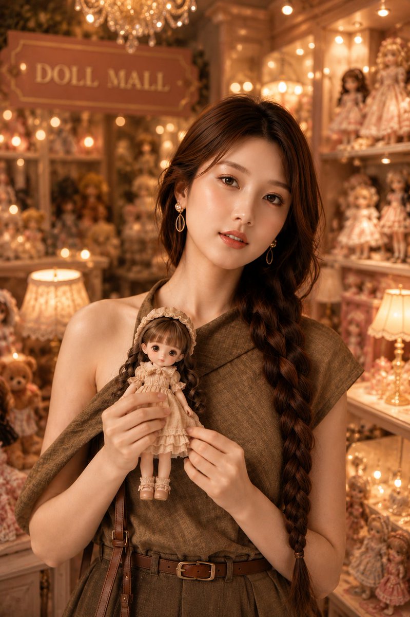 Vintage Doll Mall Portrait AI image template preview