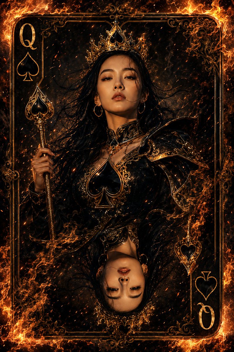 Queen of Spades Fantasy Playing Card AI image template preview