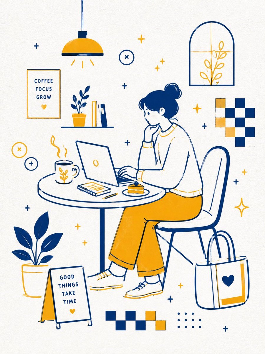 Scandinavian Minimalist Café Illustration AI image template preview