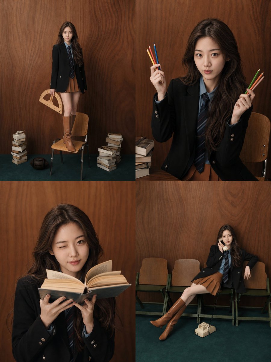 Korean Style Academic Studio Portrait Series AI image template preview