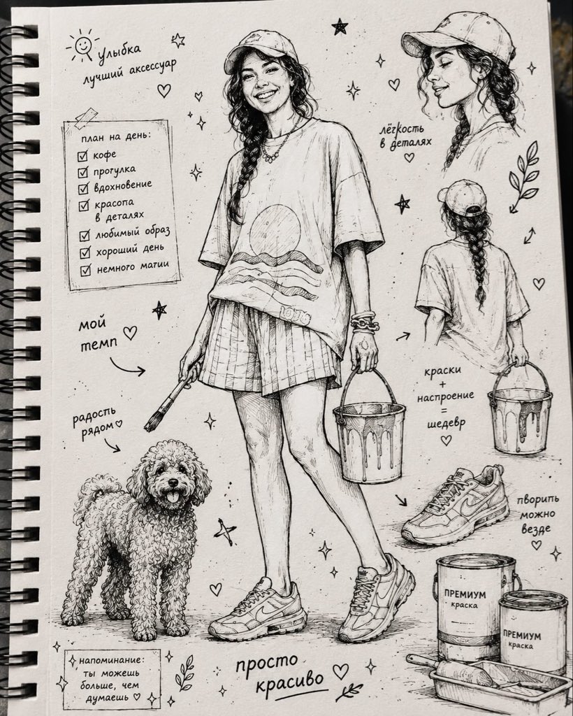 Ink Sketchbook Zine Illustration AI image template preview