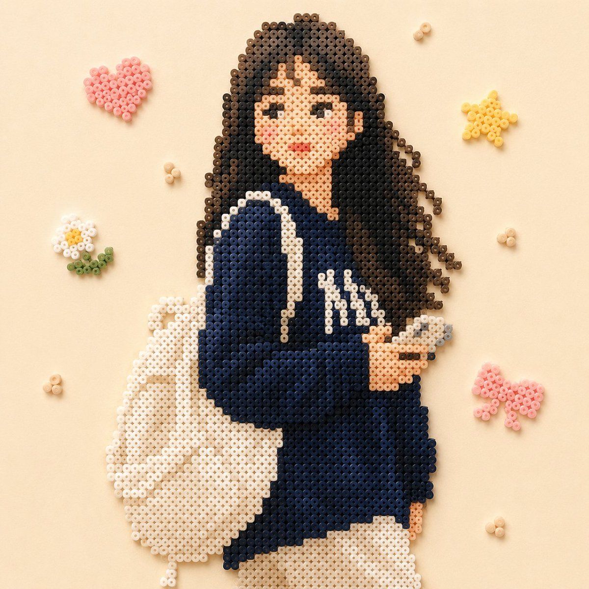 Perler Bead Style Character Illustration AI image template preview