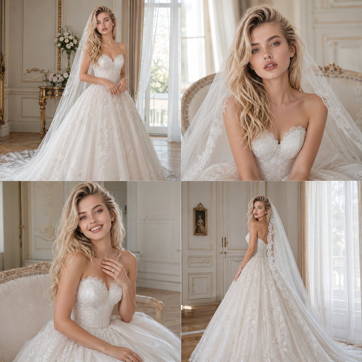 Bridal Photoshoot Grid AI image template preview