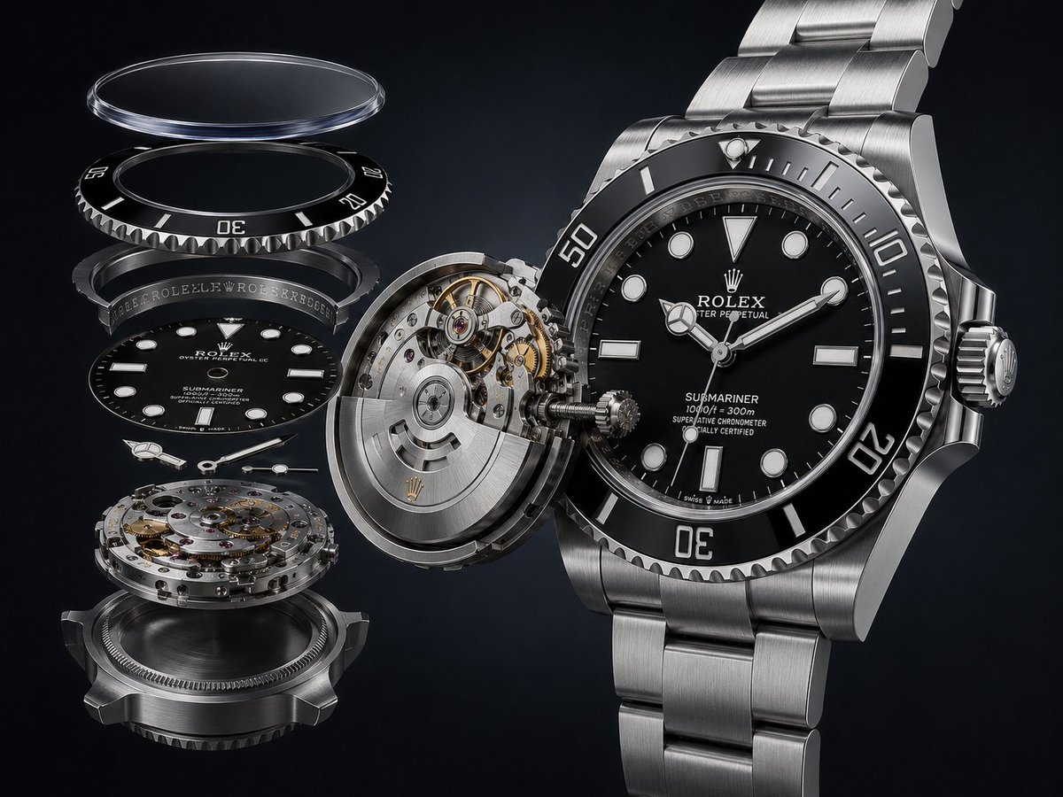Exploded Luxury Dive Watch Render AI image template preview