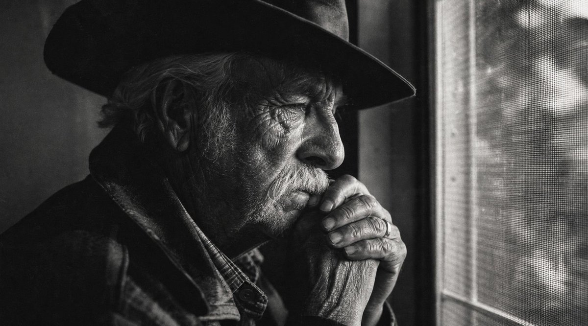 Noir Elderly Man by Window AI image template preview