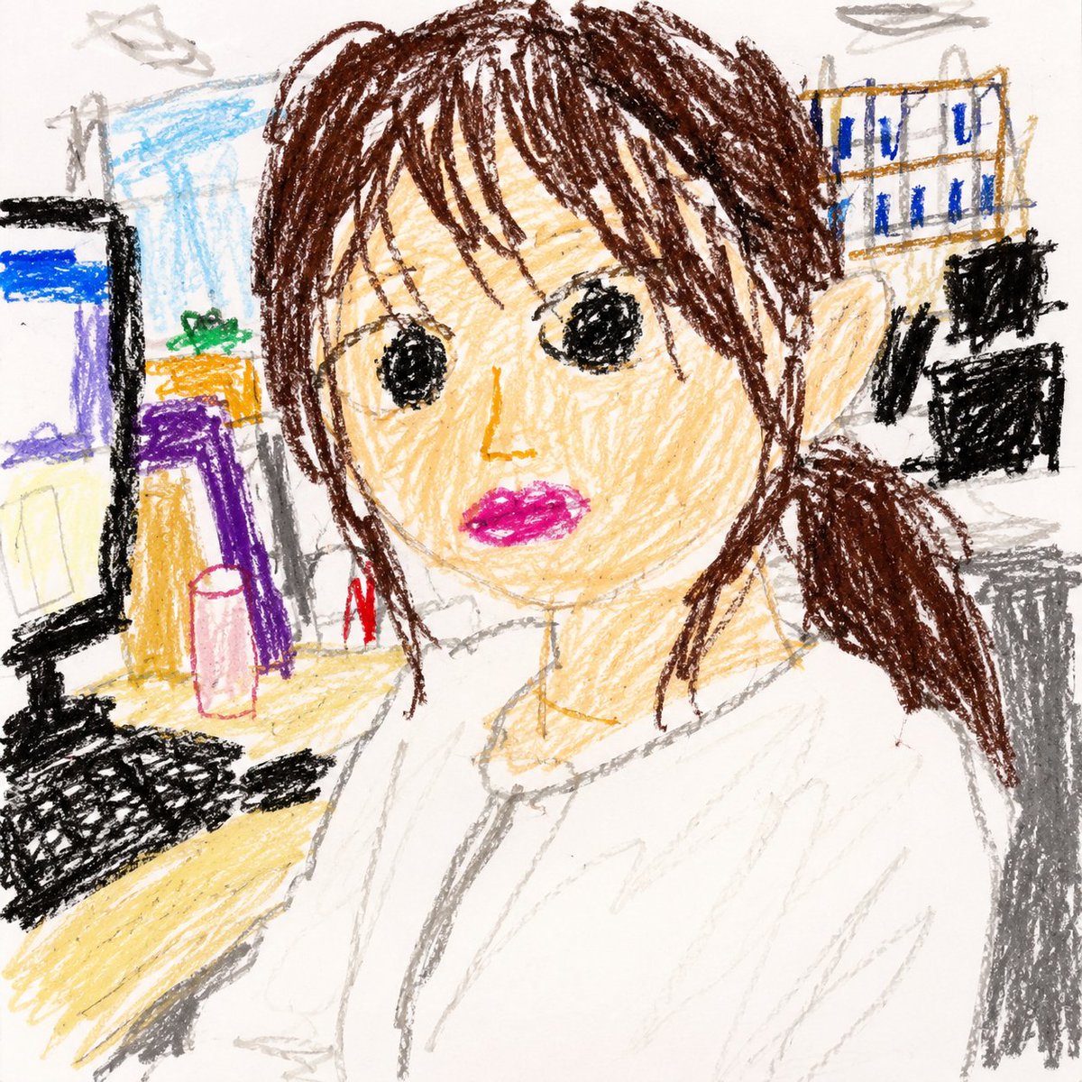 Toddler Crayon Office Selfie AI image template preview