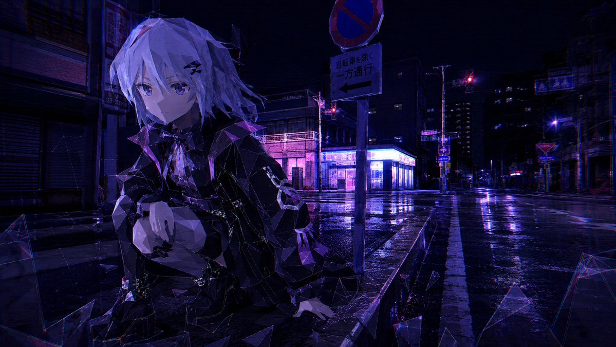 Cyberpunk Low-Poly Rainy Street AI image template preview