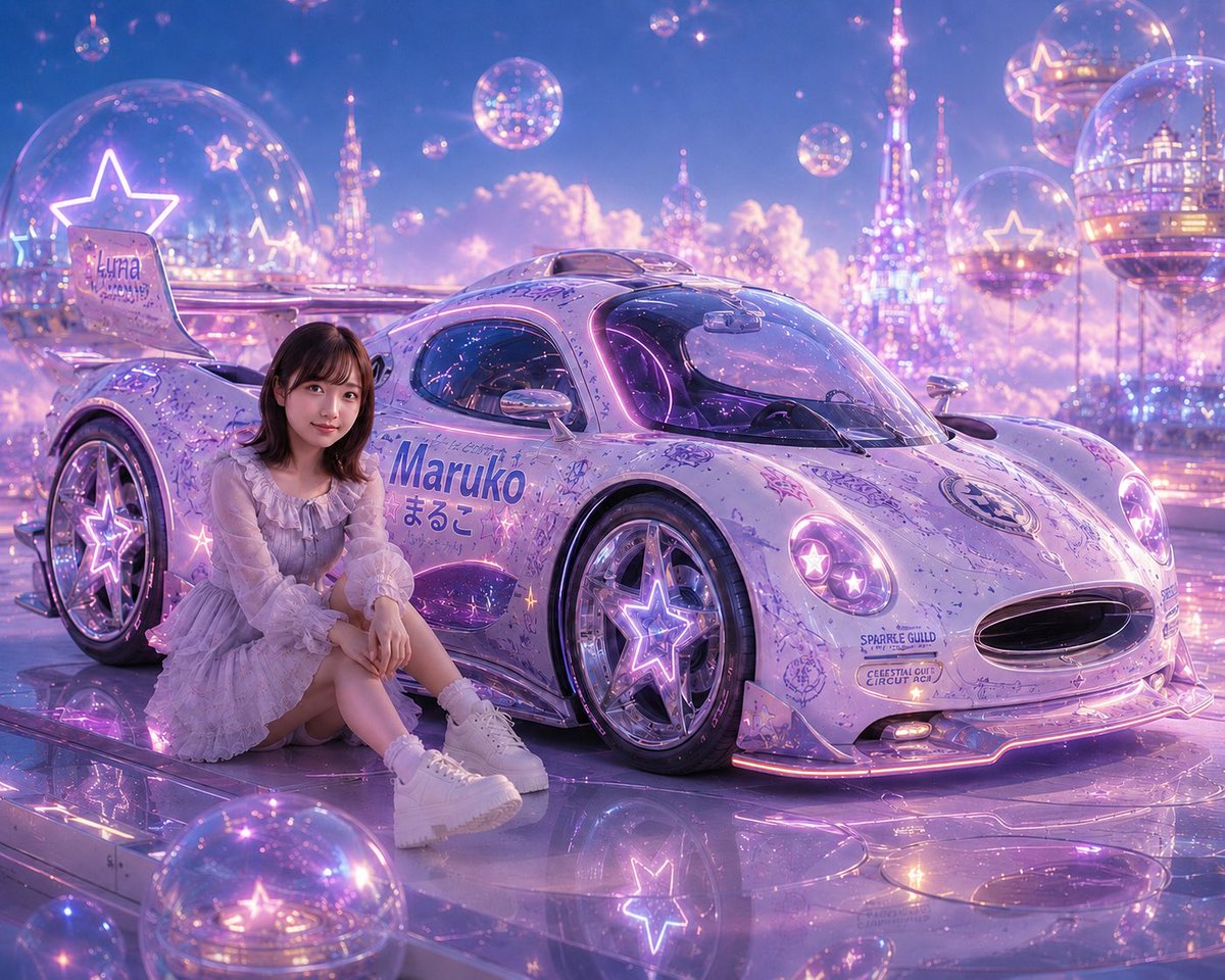 Futuristic Sakura Itasha Supercar example 3