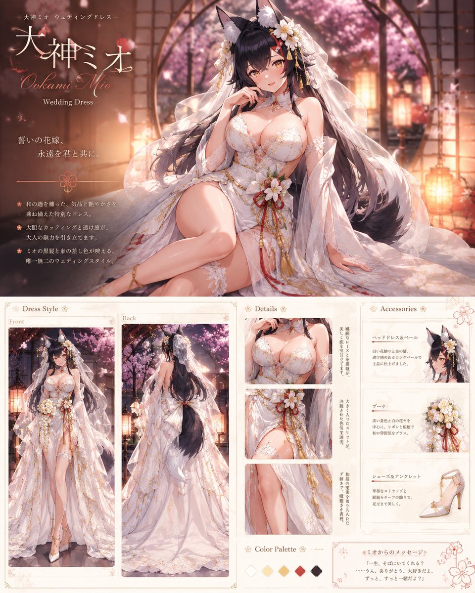 Ookami Mio Wedding Dress Sheet AI image template preview