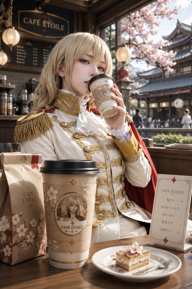 Character Café Sakura Promotion AI image template preview
