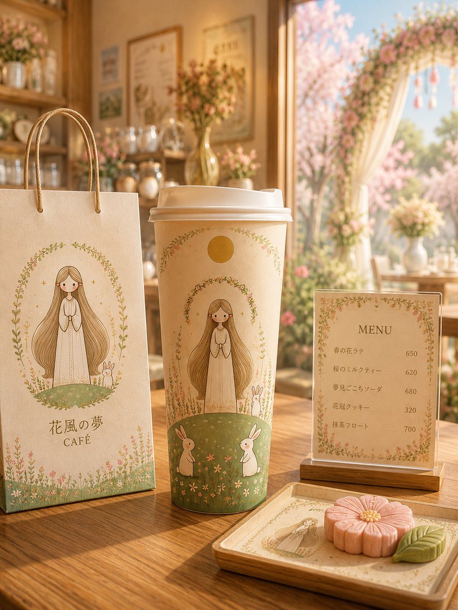 Floral Character Café Merchandise Scene AI image template preview