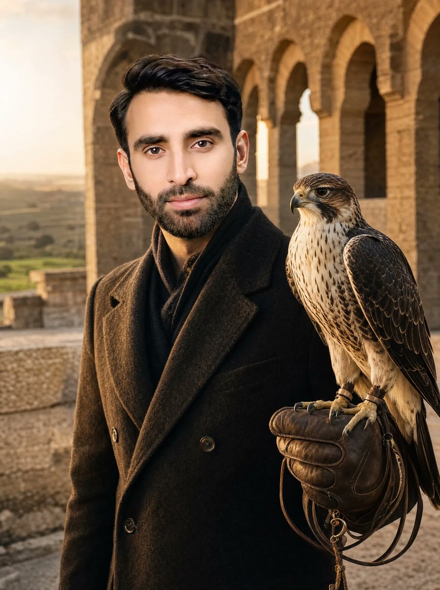 Cinematic Falconer Portrait AI image template preview