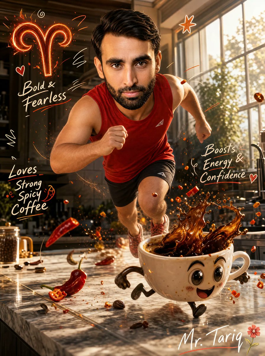Aries Spicy Coffee Runner Poster AI image template preview