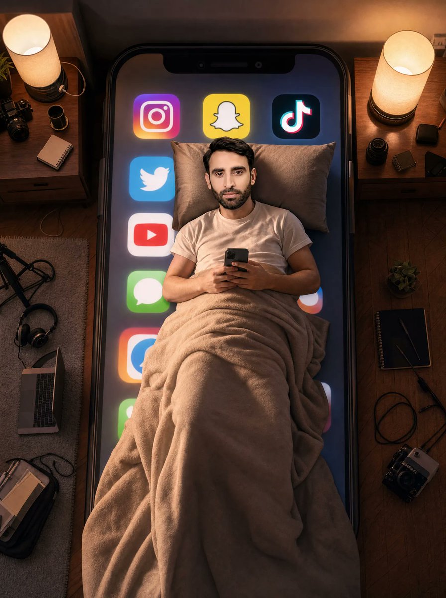 Man Sleeping on Giant Smartphone AI image template preview