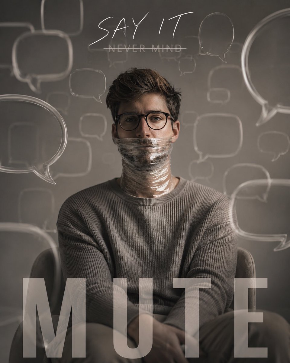 Muted Speech Editorial Portrait AI image template preview