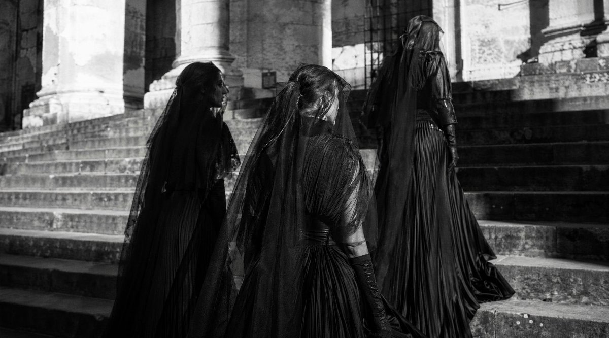 Gothic Mourners on Cathedral Steps AI image template preview