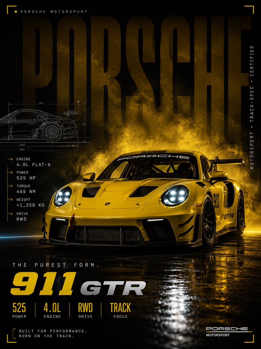 Cinematic Porsche Motorsport Poster AI image template preview