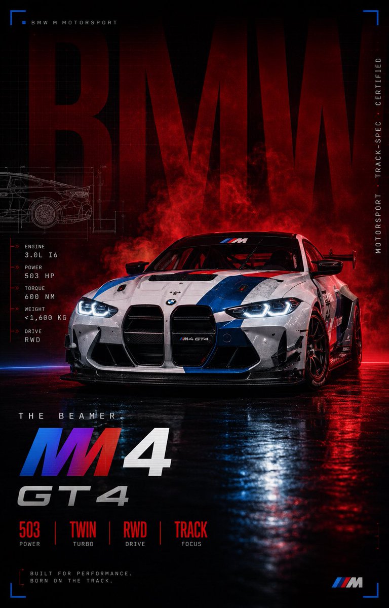 BMW M4 GT4 Motorsport Poster AI image template preview