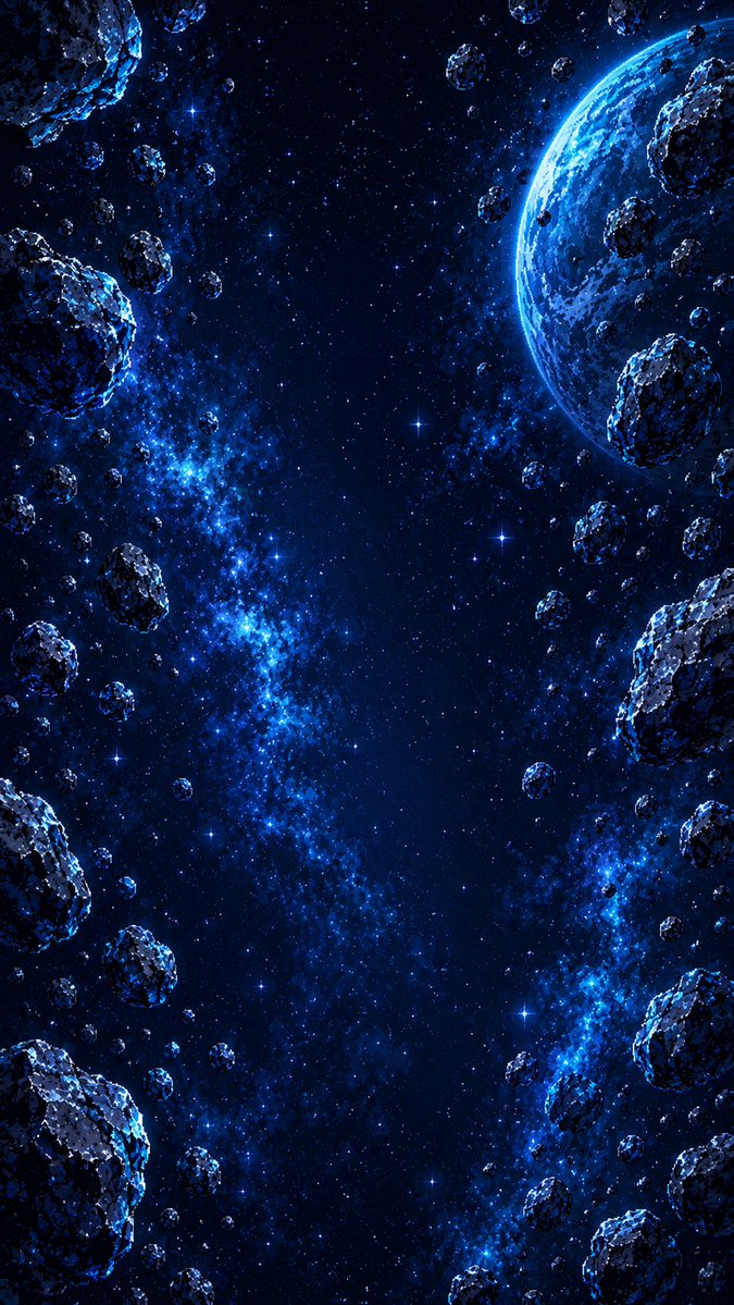 Vertical Pixel Art Asteroid Field AI image template preview