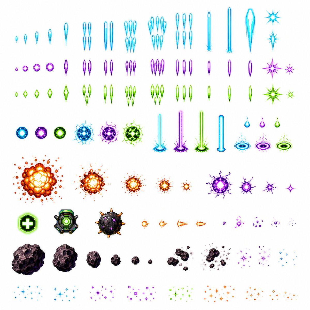 Retro Space Shooter VFX Sprite Sheet AI image template preview