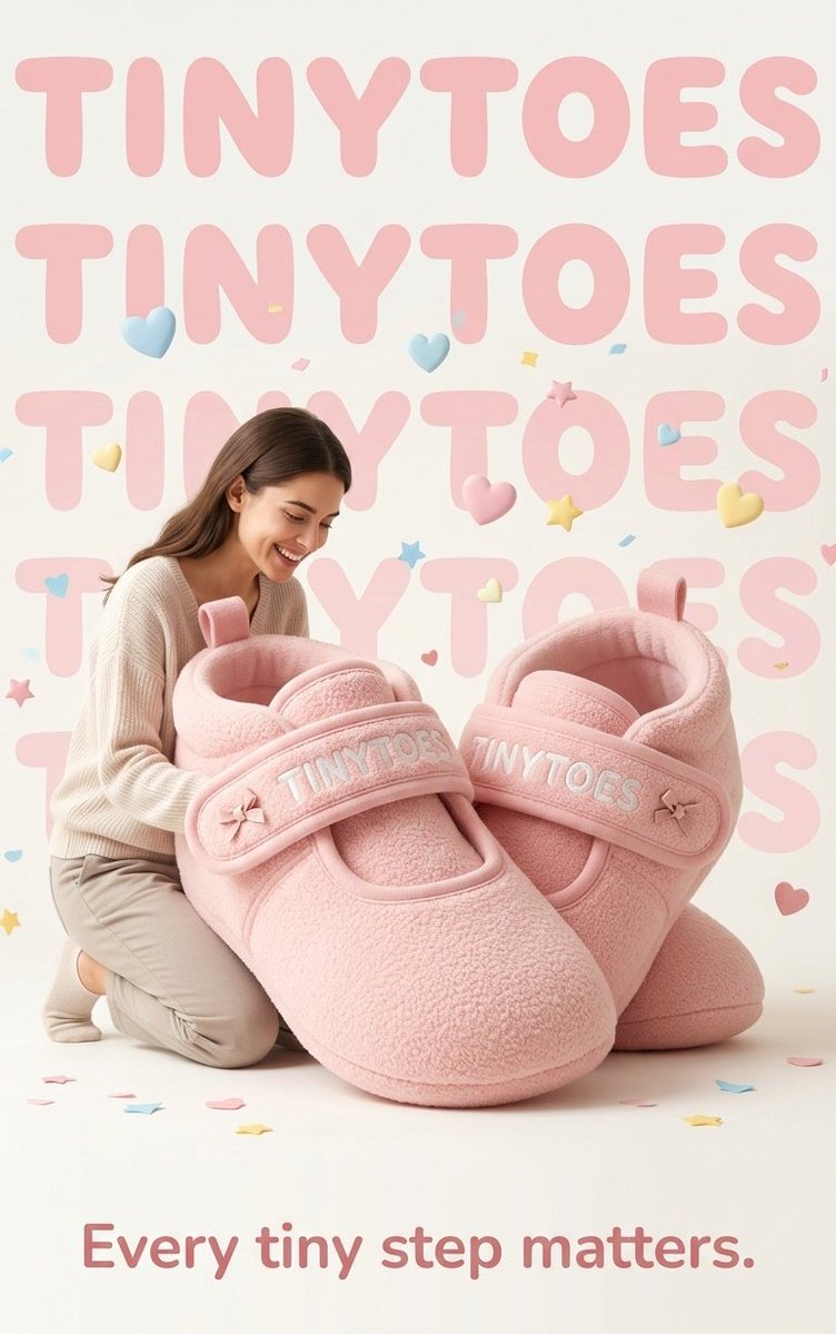 TinyToes Giant Baby Shoes Ad AI image template preview