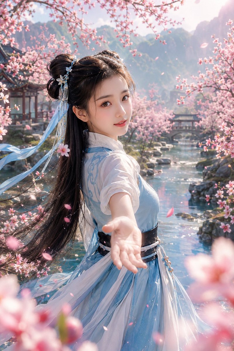 Peach Blossom Xianxia First Encounter AI image template preview