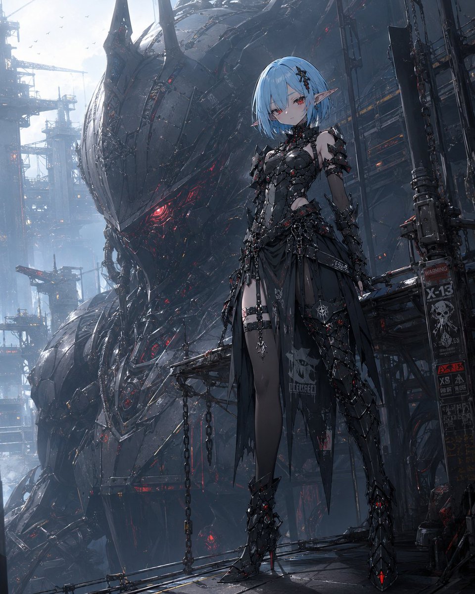 Cyberpunk Elf and War Machine AI image template preview