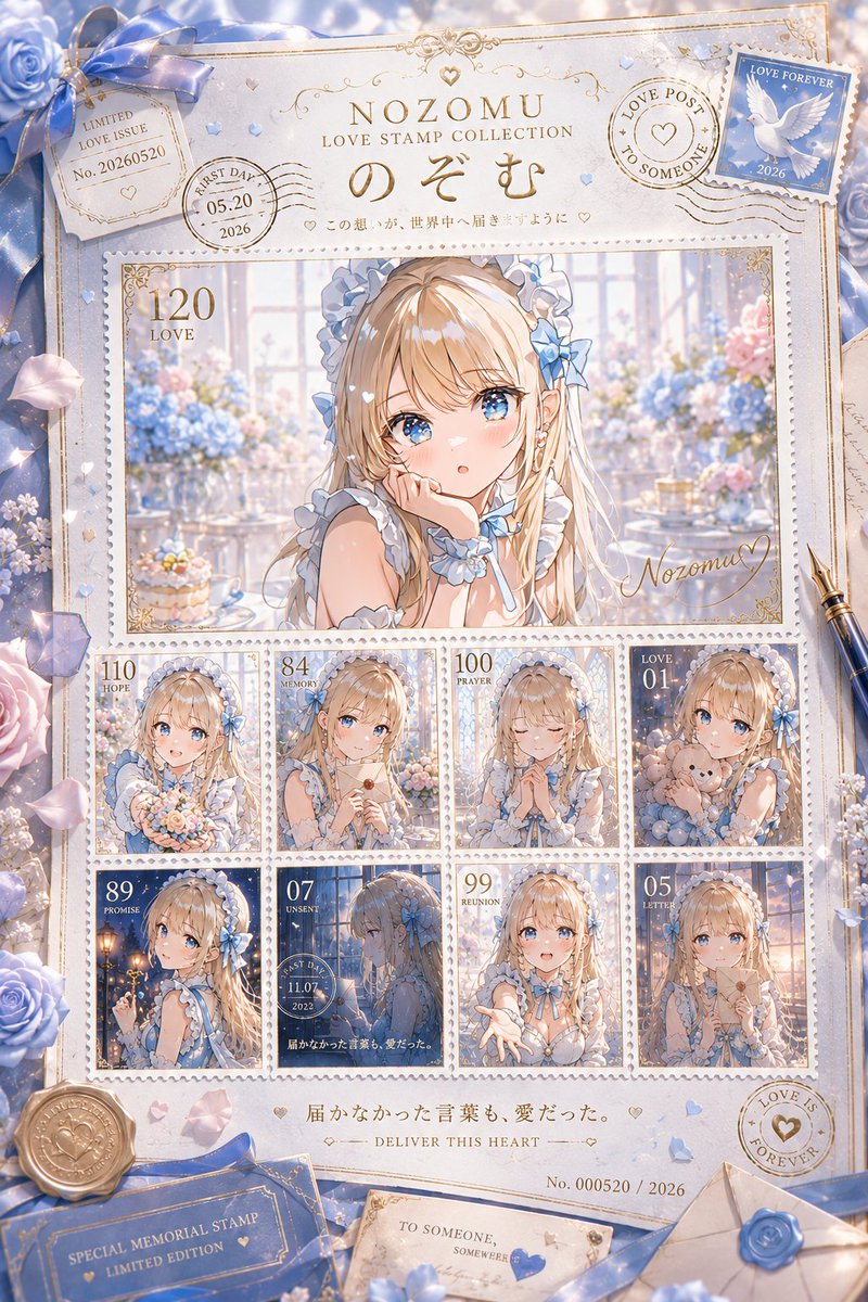 Anime Love Stamp Sheet AI image template preview