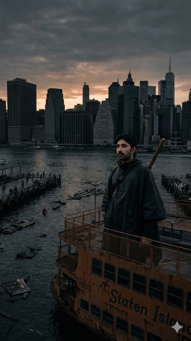 Post-Apocalyptic Staten Island Ferry AI image template preview
