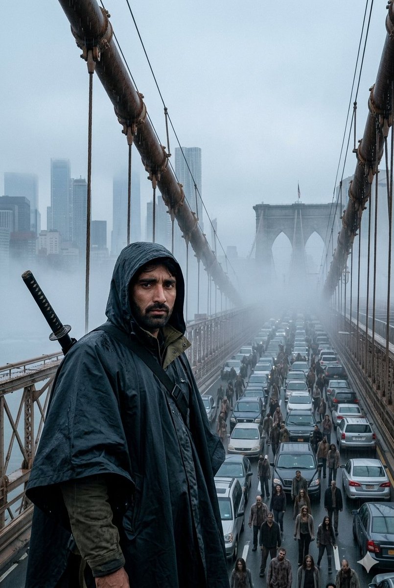 Foggy Brooklyn Bridge Survivor AI image template preview