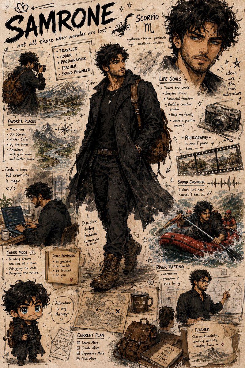 Illustrated Character Personality Board AI image template preview