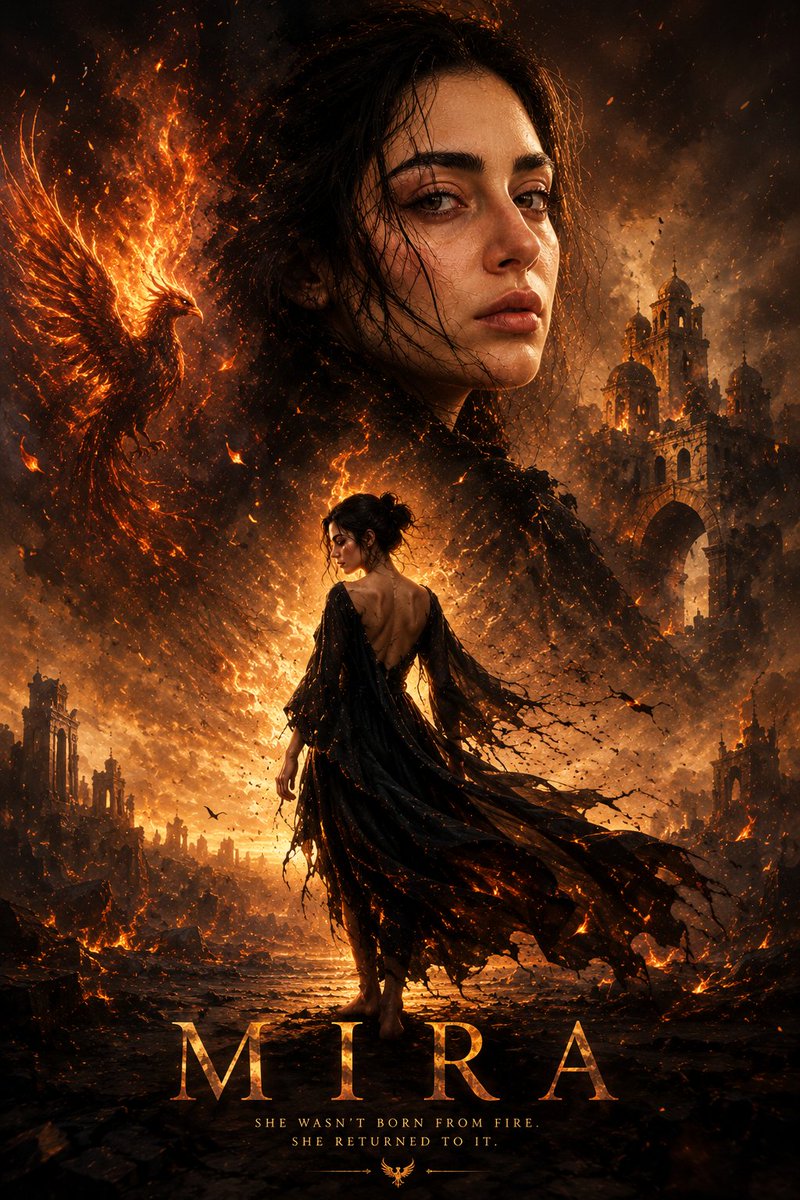 Cinematic Mira Poster Fire Rebirth AI image template preview