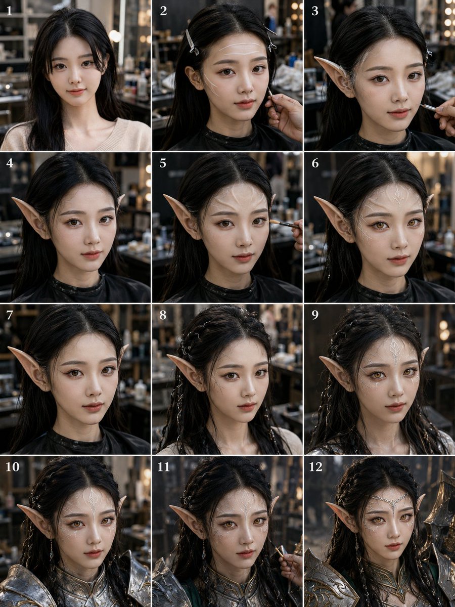 12-Panel Elf Warrior Transformation AI image template preview