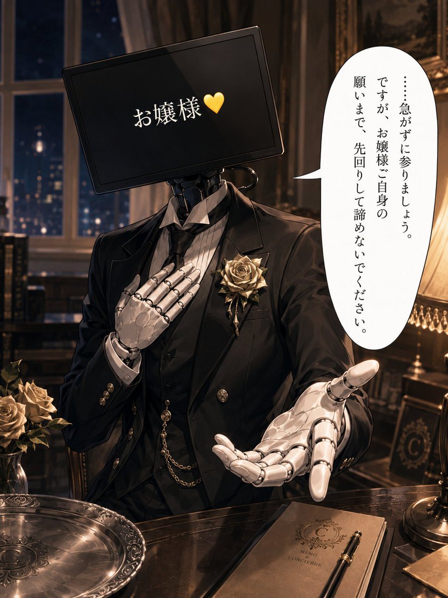 Cybernetic Butler Concerned Speech AI image template preview